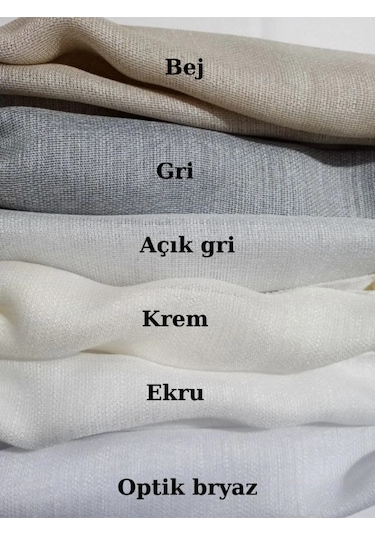 Keten Tül Çuval Desen Görünümlü 1/3 Sık Boru Pileli Krem