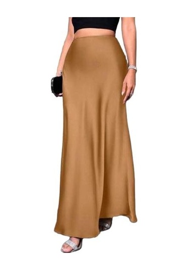 Kadın Balık Kuyruğu Etek Yüksek Bel Düz Renk Pürüzsüz Yüzey A Kesim Uzun Etek Koyu Kahverengi Kadın Balık Kuyruğu Etek Yüksek Bel Düz Renk Pürüzsüz Yüzey A Kesim Uzun Etek Koyu Kahverengi