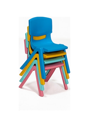 Junior 6 Adet Kreş Anaokulu Çocuk Sandalyesi Sert Plastik Pembe