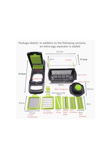 Mutfak Dilimleyici Meyve Kesici Patates Soyucu Yeşil-Siyah