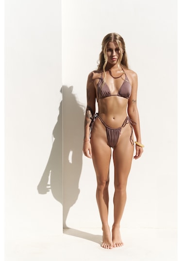Mai Collection Mai Studios Co. Cahya Bağlamalı Kahve Bikini Altı Kahve