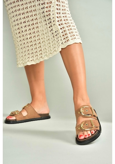 Fox Shoes U267732702 Taba Süet Kadın Terlik Taba-süet