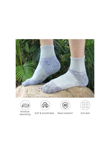 Açık Gri Erkekler 3 Çift Atletik Pamuk Çorap Açık Spor Rahat Ekip Çorap Yürüyüş Trekking Yürüyüş İçin Açık Gri