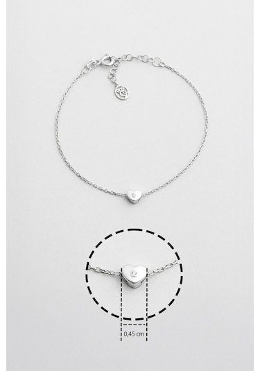 Little Love 18 Ayar Beyaz Altın Kaplama 19 Cm Gümüş Bileklik Rodyum