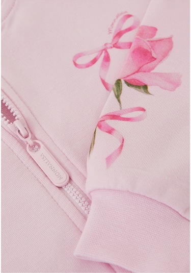 Monnalisa Çiçek Desenli Kapüşonlu Sweatshirt Pembe