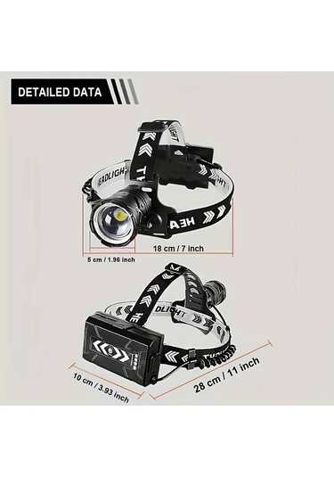 Xuweiwei Ultra Parlak 30w Led Bas Lambasi 1 Far 3 18650 Pil Hafif Type C Sarj Uzun Pil Omru Avcilik Balikcilik Altın