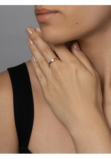 Vladlena 925 Ayar Gümüş Taşlı Altın Kaplama Nişan Yüzüğü 283683561 Altın