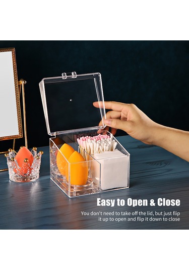 Mufunye Şeffaf Kapaklı Makyaj Aletleri Depolama Kutusu - 2 Bölmeli + 2 Adet Çıkarılabilir Yumurta Tepsisi, Viskoz, Makyaj Süngeri, Diş İpi Saklama Kutusu Diğer