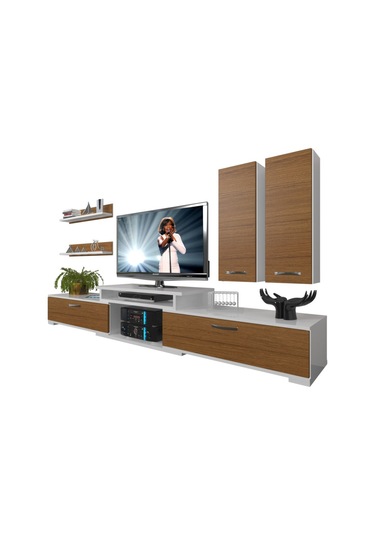 Decoraktiv Flex 5d Slm Tv Ünitesi Tv Sehpası Beyaz - Ceviz