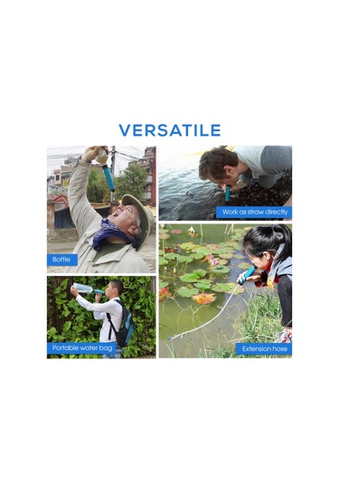 Mufunye Hafif Mavi Dışarıda Kullanıma Uygun Su Filtresi - 3 Aşamalı Filtrasyon, 1500 Litre Kapasite, 400 Ml/dakika Hız, Kamp Ve Yürüyüş İçin