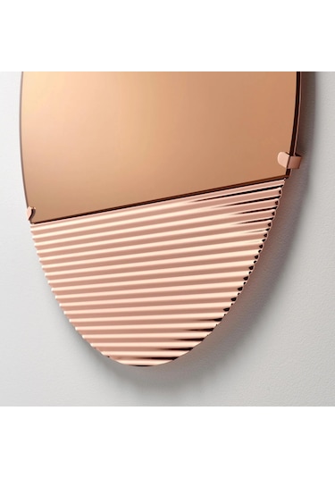 Yuvarlak Ayna Skogsgransen Bakır Rengi, 50 Cm Meridyendukkan Sade Modern Tasarım Bakır