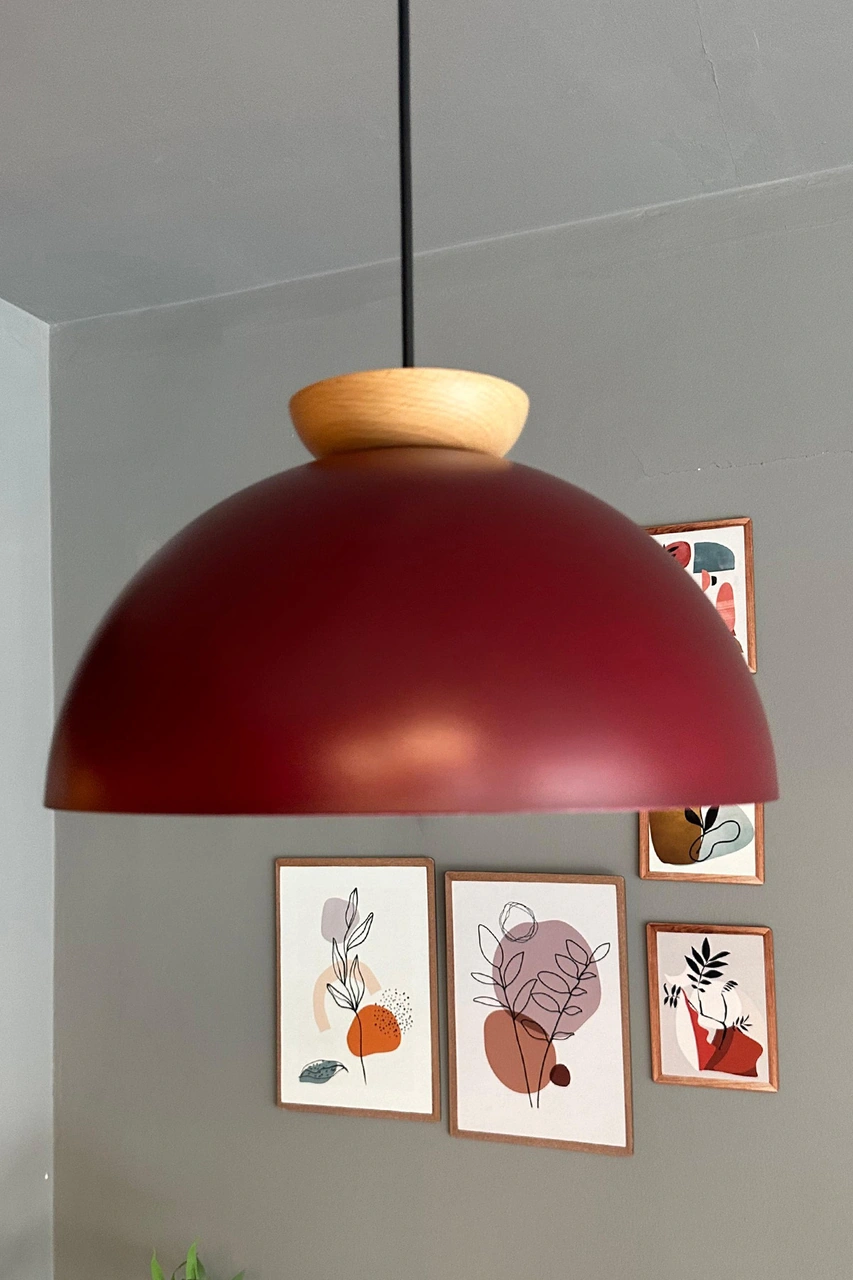 Yimpi Vişne Çürüğü Avize Ahşap Tekli Sarkıt Salon Kuaför Cafe Dekoratif Aydınlatma Pastane Vişne Çürüğü