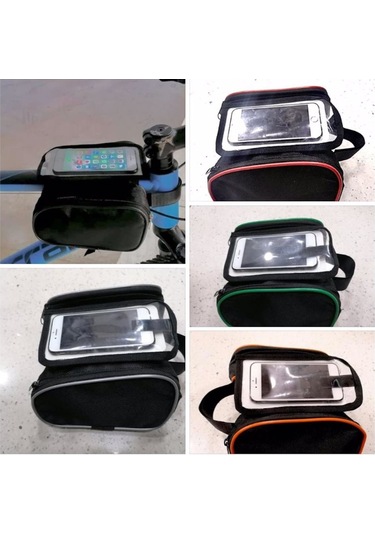 Bisiklet Heybe Çantası Kadro Üstü 6 İnç Telefonlu Kırmızı Yeşil