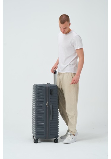 Keo-plus Gri Büyük Boy Silikon Kırılmaz Pp Valiz Gri