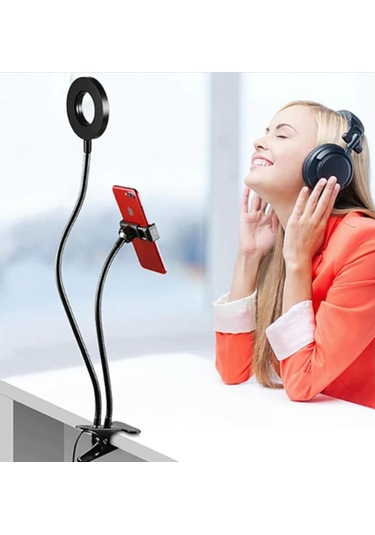 Telefon Tutucu Tripod Masa Lambası Youtuber Tripodu Usb-Led Işık
