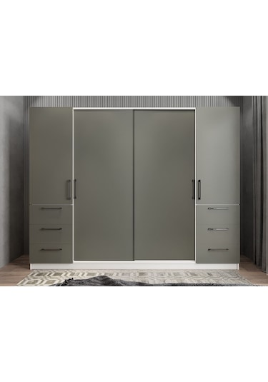 Riga Sürgü Kapaklı Çekmeceli Gardırop Fb 270 Cm