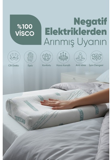 Visko Tek Taraflı Boyun Destek Yastığı - Meditation Boyun Düzleşmesi İçin Visco Yastık Beyaz