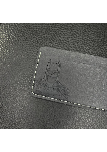 Koto Batman Tasarımlı El Yapımı Hakiki Deri Cüzdan & Kartlık Siyah