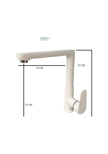 Üso Beyaz Eviye-Mutfak Bataryası Armatürü Beyaz Gövde Lüks Ürün