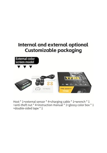 Motion003 Siyah Arabalar İcin Ynf Tpms 4 Harici Sensorlu Lastik Basinc Ve Sicaklik Izleme Sistemi Titresim Algilama Anahtari Sezgisel Ekran