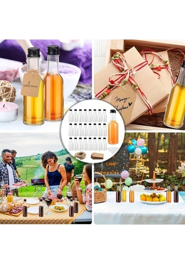 Willowhaven 50 Adet Mini Plastik Likör Şişesi 1.7oz Gümüş Kapaklı Mutfak Bar Kokteyl