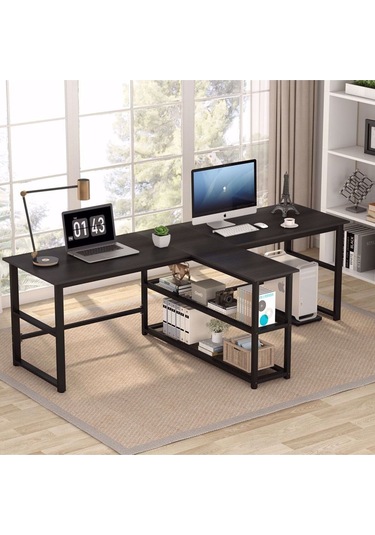 240 Cm Bilgisayar Masası, Ekstra Uzun İki Kişilik Masa, Oyun Masa 500-s Siyah