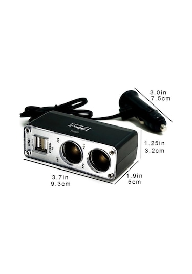 Araç Çakmaklık Çoğaltıcı 2 Li Usb Araba Çakmak Soket Çoklayıcı