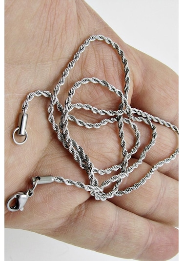 Burgu Halat Erkek Çelik Zincir Kolye 2.5 Mm Ince B028I Çelik