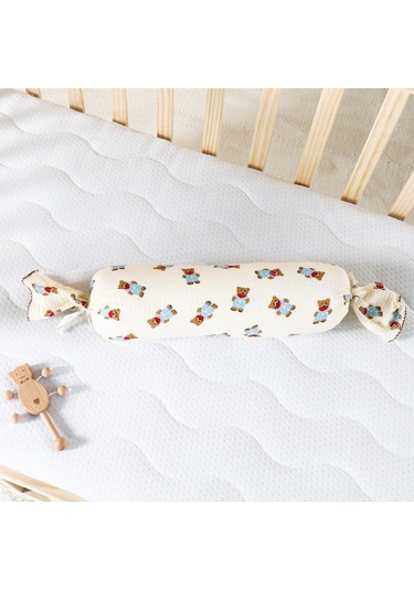 Şeker Silindir Yastık Bebek Boyun Yastığı Yumuşak Ve Güvenli No.07 Ekru