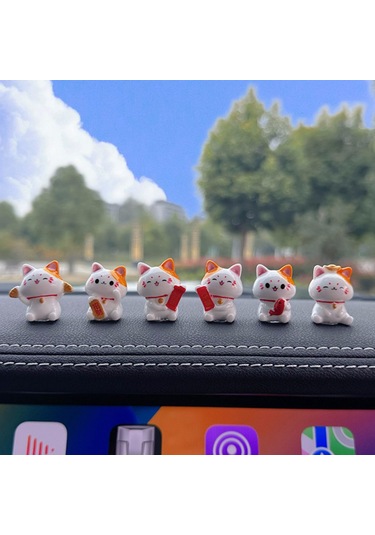 Samdoo Araç İç Dekorasyonu: 8 Adet Kedi Figürü, Navigasyon Ekranı Ve Konsol Dekoru, Sevimli Kâr Getiren Araç Aksesuarı