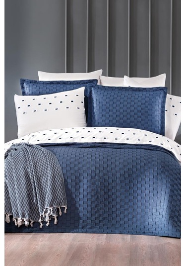 Çeyiz Diyarı Fiona 10 Parça Pikeli Çeyiz Seti İndigo Indigo