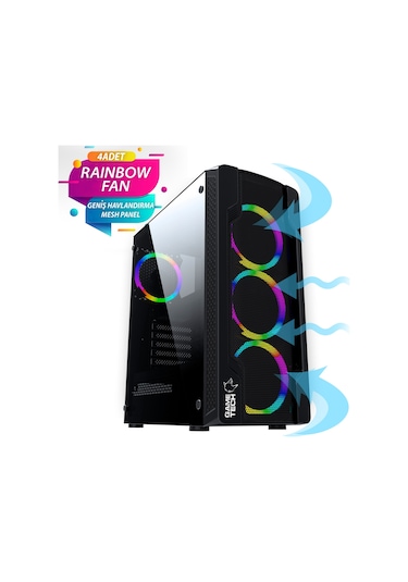 Gametech Colder Rainbow 4x120 MM Fanlı Oyuncu Bilgisayar Kasası