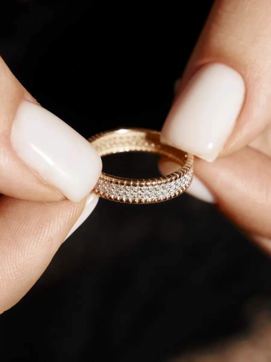 Zoloto Russkih 925 Ayar Gümüş Yüzük, Parlak Işıltılı, Taşlı, Altın Kaplama 363181100 Gri