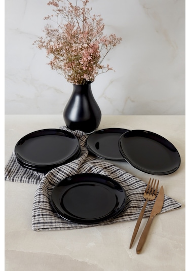 Keramika Siyah Delta Pasta Tabağı 17 Cm 6 Adet 650 Siyah