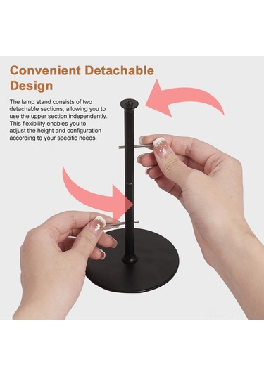 Symbee Siyah Çıkışlı Folding Kamping Işık Standı - 6mm Dişli Arayüzlü, Kamera Ve Işık Desteği, Taşınabilir Ve Ayrıştırılabilir Siyah