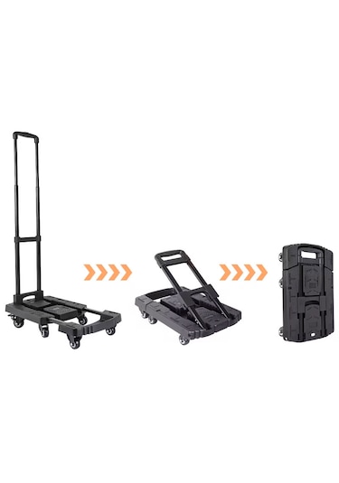 6 Tekerlekli Katlanabilir Paket Koli Taşıma Arabası Siyah 200 Kg