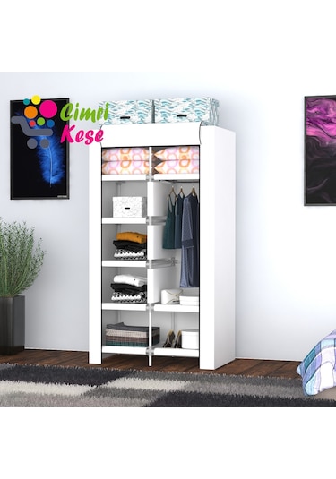 Cimrikesee Raflı Askılı Çok Amaçlı Mini Bez Dolap