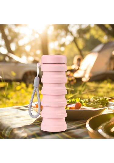 Suntek Dağcılık Kamp Seyahat Için Katlanabilir Su Şişesi Pembe