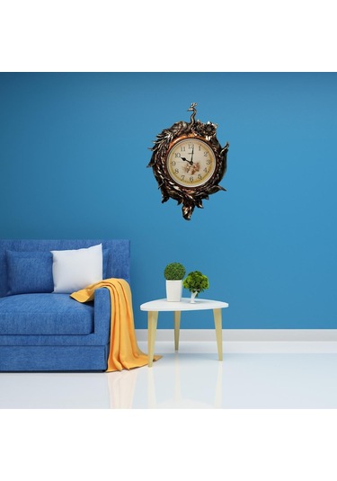 Duvar Saati Tavuskuşu Temalı Büyük Polyester Saat No.2 50 X 80 Cm çok Renkli