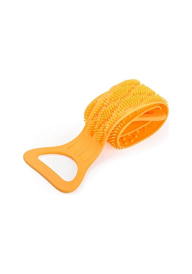 2 Adet Silikon Banyo Vücut Fırçası, Peeling Uzun Silikonlu Sırt Scrubber, Temizlemesi Kolay, İyi Köpürüyor, Yeşil & Turuncu