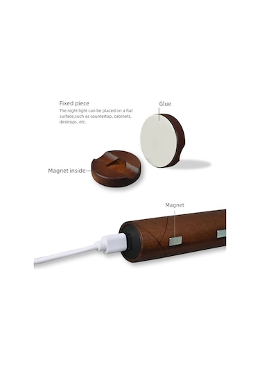 Padalink Ahşap Usb Şarjlı Hareket Sensörlü Led Duvar Lambası - 3 Renk Ayarı 3000-6000k - Otomatik/açık/kapalı Mod - Zımba İle Kolay Kurulum - 2 Adet Set Açık Kahve, Mat Kahverengi