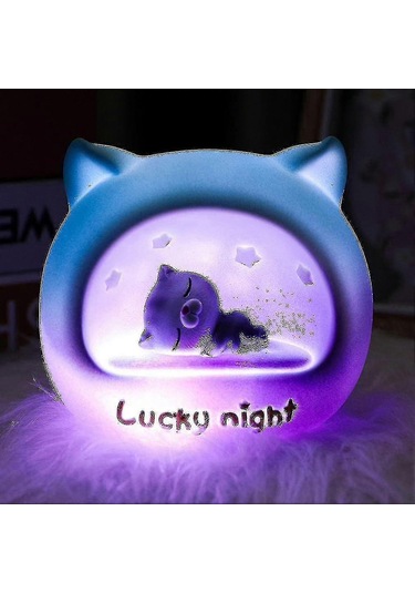Kedi Yıldız Gece Lambası Uyku Küçük Gece Lambası Ortam Işığı Çok Renkli