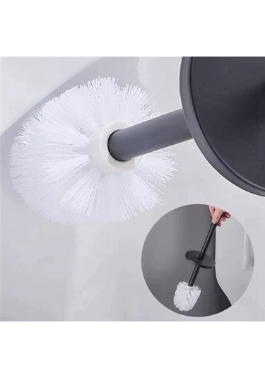 Tuvalet Fırçası Ve Tutucu Seti Banyo Temizleme Fırçası Ev Tipi-siyah Siyah