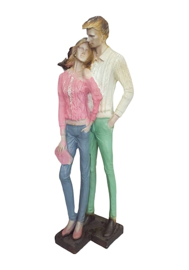 Polyester Kazaklı Sevgili Sarılmış Çift Biblo Obje 40cm