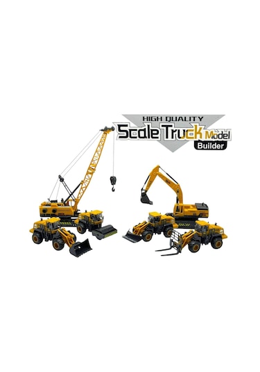 İnşaat Araçları Kepçe Dozer Vinç Forklift Silindir Kar Küreyci 6 Lı Set Oyuncak