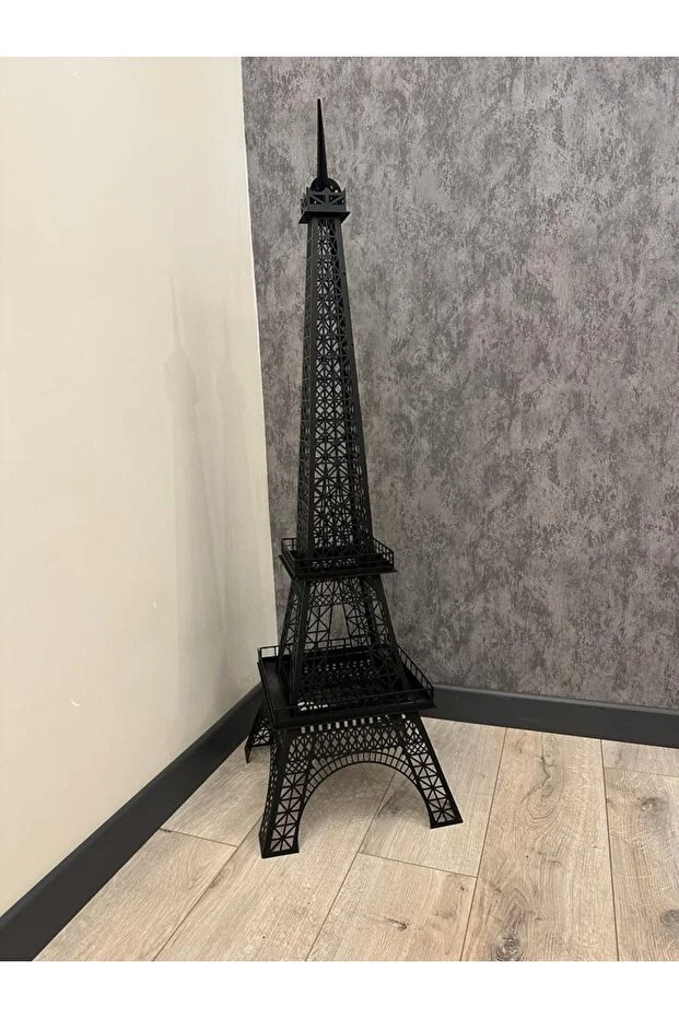 Metal Eyfel Kulesi Cnc Kesim 120 Cm Siyah