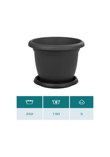 Serinova Villa Saksı Antrasit  5 L