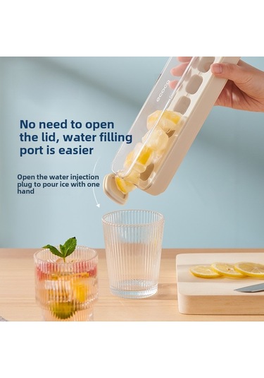 Yifomall Gıda Seviyesi Silikon Buzluk Kalıbı, Basma Tasarımıyla Evde Kolayca Buz Oluşturun, Kapaklı 21 Hücreli Büyük Boy Saklama Kutusu Fildişi Beyaz Diğer