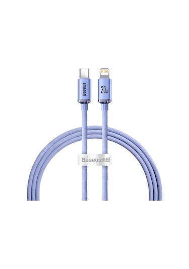 Baseus Crystal Shine 20W 120 CM Type-C to Lightning Şarj Kablosu Mor