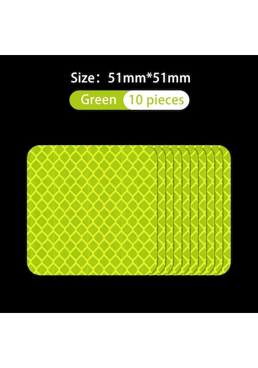 Yansıtıcı Uyarı Etiketi Tekerlek Kaşları Kapı Açma Çıkartmaları Araba Jant Koruyucu Araba Çıkartması Dıy Kare Yeşil 10 Adet